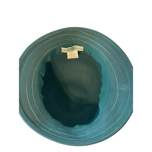 Raffaello Bettini 100% Wool Hat Teal Blue Green Cloche Style Made In Italy main image 6